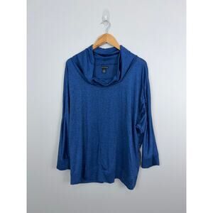 New Directions Women’s Cowl Neck Top Sz 2x Poly Spandex Athletic Blue & Black